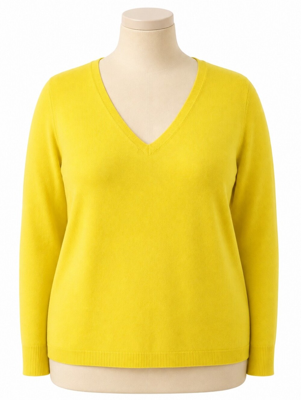 TALBOTS Women 2X Sweater Yellow Merino Wool V-Neck Long Sleeve Lightweight Knit